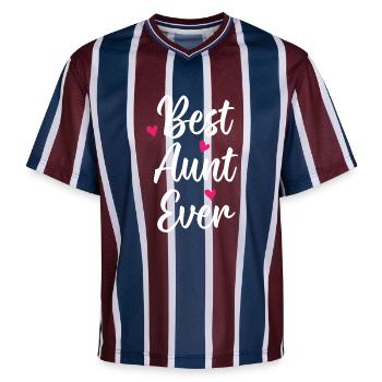 Beste Tante aller Zeiten - Unisex Football Style Mesh T-Shirt - Bordeaux/Navy - Vorne - AI Model Female 172 light (172cm) & AI Model Male 185 light (185cm)