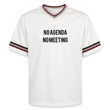 No Agenda No Meeting - Unisex Football Style Mesh T-Shirt - offwhite/burgundy - Front - AI Model Male 178 light (178cm) & AI Model Male 178 dark (178cm)