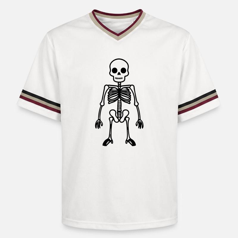 Bande dessinée squelette - Unisex Football Style Mesh T-Shirt - blanc cassé/bordeaux