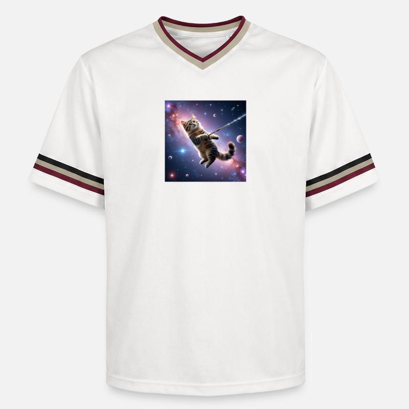 Chat dans l’espace - T-shirt de foot unisexe en mesh - blanc cassé/bordeaux