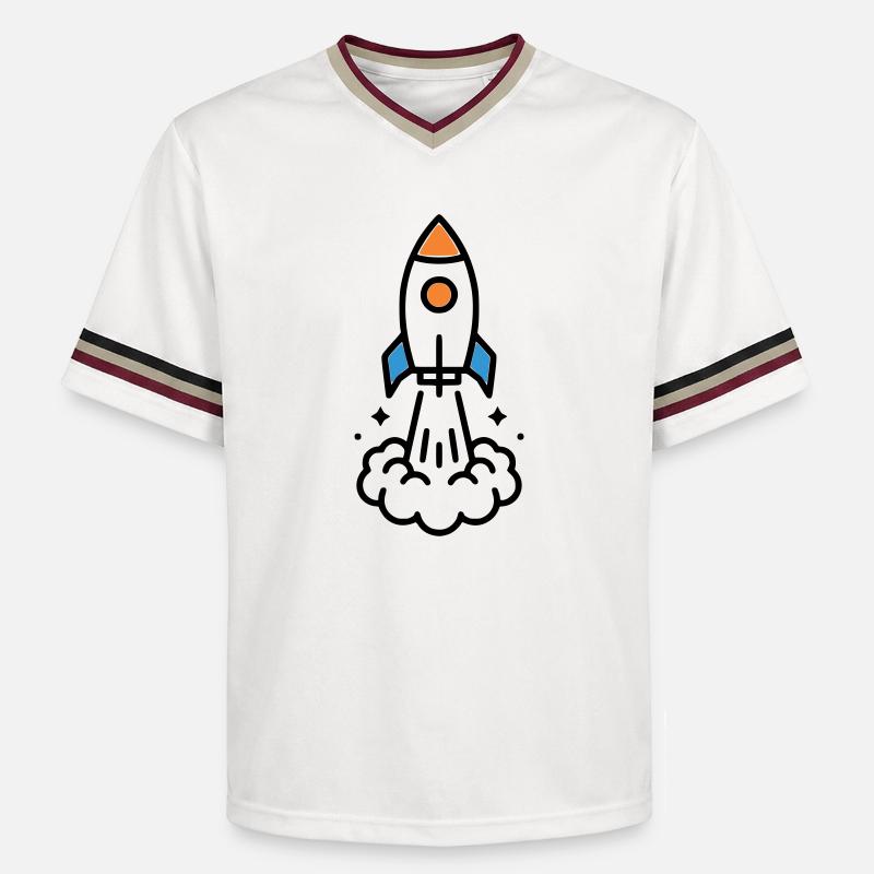 Comic spatial Rocket Launch - Unisex Football Style Mesh T-Shirt - blanc cassé/bordeaux