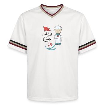 Maritim - Unisex Football Style Mesh T-Shirt - Offwhite/Bordeaux - Vorne - AI Model Male 178 light (178cm) & AI Model Male 178 dark (178cm)