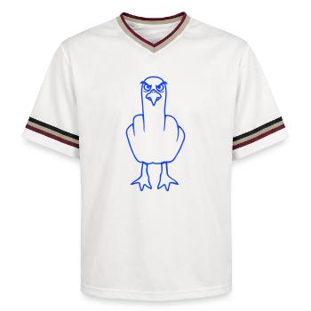 Seagull middle finger insult stinky finger naughty - Unisex Football Style Mesh T-Shirt - offwhite/burgundy - Front - AI Model Male 178 light (178cm) & AI Model Male 178 dark (178cm)