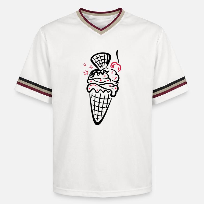 Eis, Eiswaffel mit Kirsche - Unisex Football Style Mesh T-Shirt - Offwhite/Bordeaux
