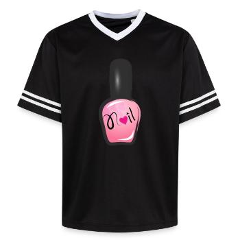 rosa Nagellack im Graffiti Stil mit Herz - Unisex Football Style Mesh T-Shirt - Offwhite/Bordeaux - Vorne - AI Model Male 178 light (178cm) & AI Model Male 178 dark (178cm)