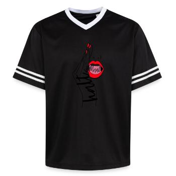 Shut up - Unisex Football Style Mesh T-Shirt - offwhite/burgundy - Front - AI Model Male 178 light (178cm) & AI Model Male 178 dark (178cm)