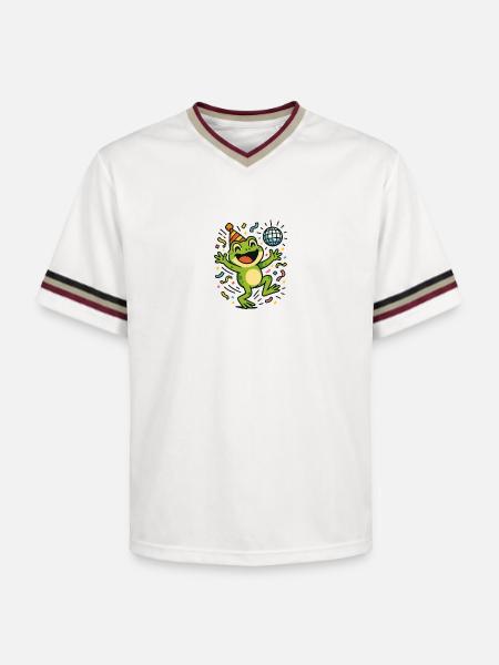 Party Frog - Unisex Football Style Mesh T-Shirt - offwhite/burgundy