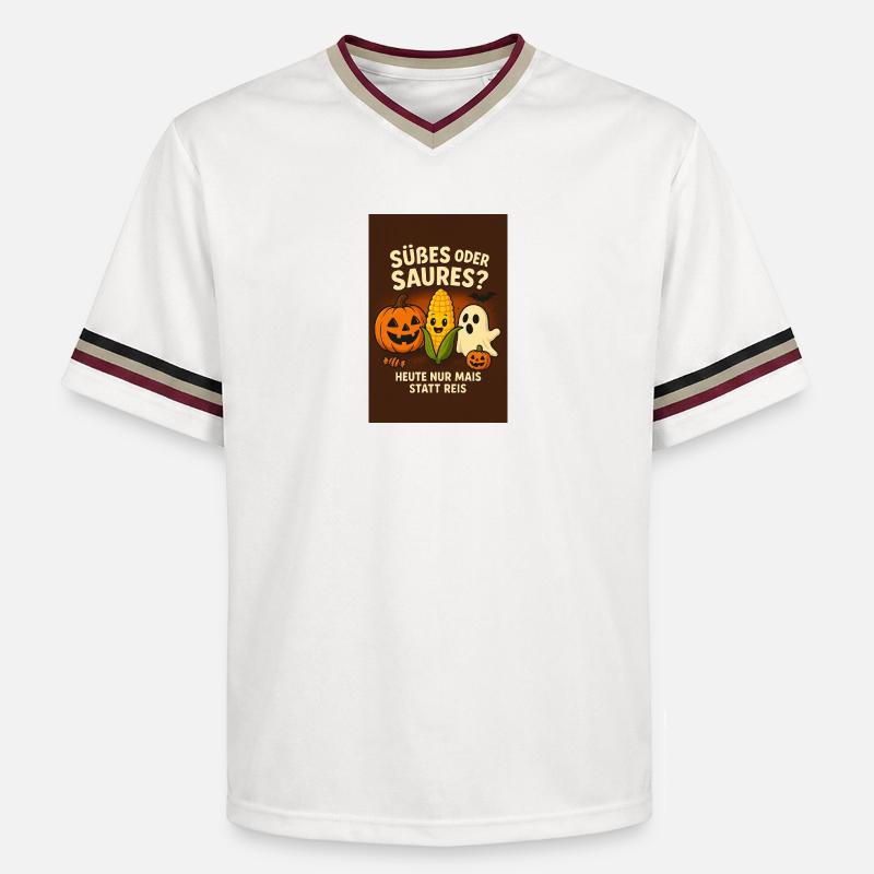 Süßes oder Saures Halloween Spaß - Unisex Football Style Mesh T-Shirt - Offwhite/Bordeaux