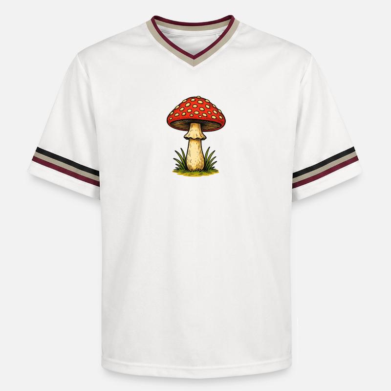 Red Toadstool Retro - Unisex Football Style Mesh T-Shirt - offwhite/burgundy