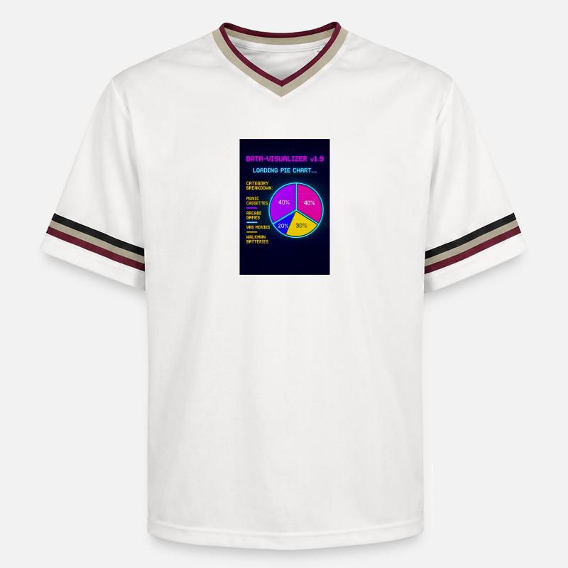 Neon Pie Chart Retro Visual - Unisex Football Style Mesh T-Shirt - offwhite/burgundy