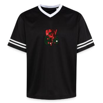 Merry Christmas – Futuristisches Xmas Design - Unisex Football Style Mesh T-Shirt - Offwhite/Bordeaux - Vorne - AI Model Male 178 light (178cm) & AI Model Male 178 dark (178cm)