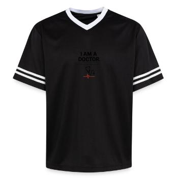 Ich bin Arzt – Deine Superkraft? - Unisex Football Style Mesh T-Shirt - Offwhite/Bordeaux - Vorne - AI Model Male 178 light (178cm) & AI Model Male 178 dark (178cm)