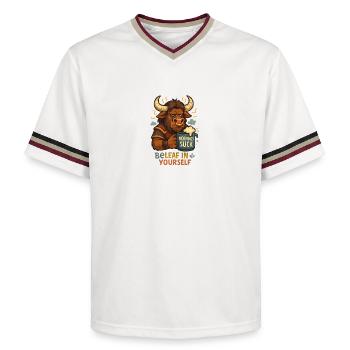 Be Leaf in Yourself Tauren - Unisex Football Style Mesh T-Shirt - offwhite/burgundy - Front - AI Model Male 178 light (178cm) & AI Model Male 178 dark (178cm)