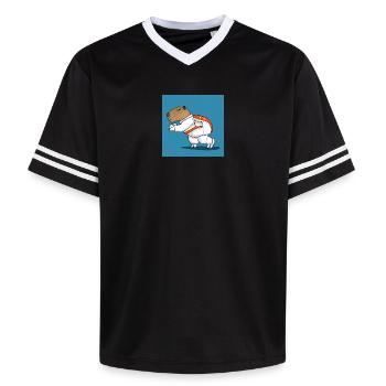 Capybara-Astronaut - Unisex Football Style Mesh T-Shirt - Offwhite/Bordeaux - Vorne - AI Model Male 178 light (178cm) & AI Model Male 178 dark (178cm)