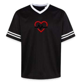 heart beat - Unisex Football Style Mesh T-Shirt - offwhite/burgundy - Front - AI Model Male 178 light (178cm) & AI Model Male 178 dark (178cm)