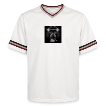 A Silent Monkey - Unisex Football Style Mesh T-Shirt - offwhite/burgundy - Front - AI Model Male 178 light (178cm) & AI Model Male 178 dark (178cm)