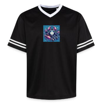 Sternzeichen Krebs als Pixelart für Damen - Unisex Football Style Mesh T-Shirt - Offwhite/Bordeaux - Vorne - AI Model Male 178 light (178cm) & AI Model Male 178 dark (178cm)