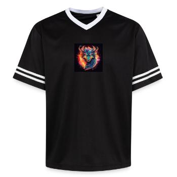 Neon Drachen Kopf Feuerfarben - Unisex Football Style Mesh T-Shirt - Offwhite/Bordeaux - Vorne - AI Model Male 178 light (178cm) & AI Model Male 178 dark (178cm)