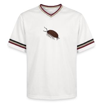 Runde Assel Illustration, Kultshirt , Kellerassel  - Unisex Football Style Mesh T-Shirt - Offwhite/Bordeaux - Vorne - AI Model Male 178 light (178cm) & AI Model Male 178 dark (178cm)