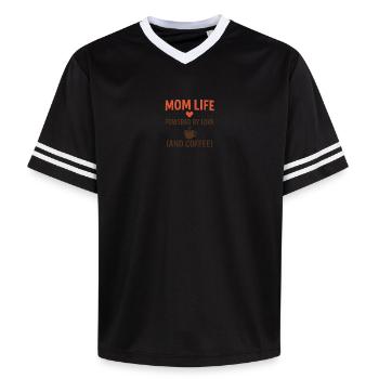 Funny Mother’s Day Gift for Coffee-Loving Moms - Unisex Football Style Mesh T-Shirt - offwhite/burgundy - Front - AI Model Male 178 light (178cm) & AI Model Male 178 dark (178cm)