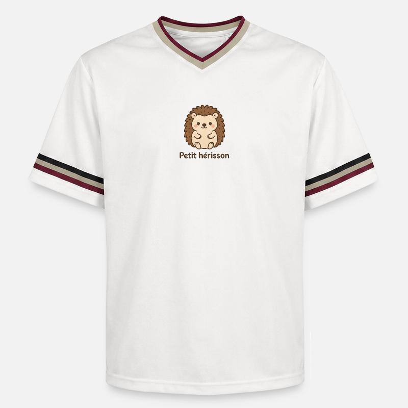 hérisson mignon "Petit hérisson" - T-shirt de foot unisexe en mesh - blanc cassé/bordeaux
