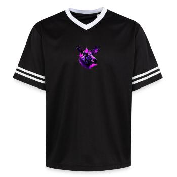 Neon Abstract Moose with City Background - Unisex Football Style Mesh T-Shirt - offwhite/burgundy - Front - AI Model Male 178 light (178cm) & AI Model Male 178 dark (178cm)