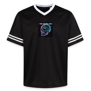 Cyberpunk Neon Totenschädel - Unisex Football Style Mesh T-Shirt - Offwhite/Bordeaux - Vorne - AI Model Male 178 light (178cm) & AI Model Male 178 dark (178cm)