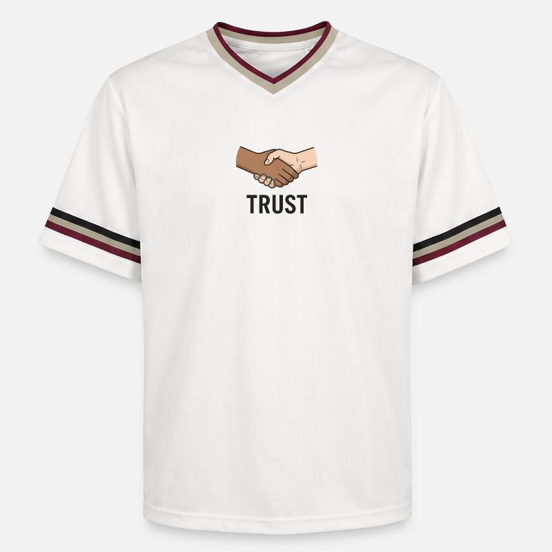 Conception du symbole de poignée de main équitable - T-shirt de foot unisexe en mesh - blanc cassé/bordeaux