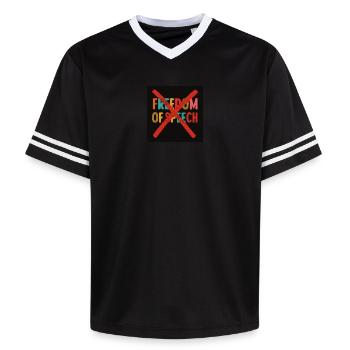 freedom of speech - Unisex Football Style Mesh T-Shirt - offwhite/burgundy - Front - AI Model Male 178 light (178cm) & AI Model Male 178 dark (178cm)