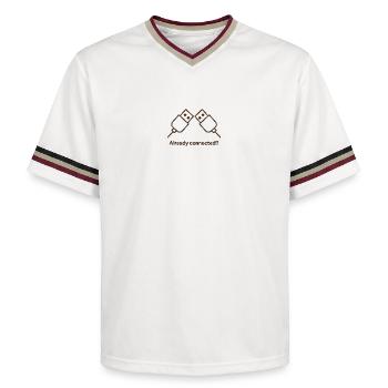 already connected - Unisex Football Style Mesh T-Shirt - offwhite/burgundy - Front - AI Model Male 178 light (178cm) & AI Model Male 178 dark (178cm)