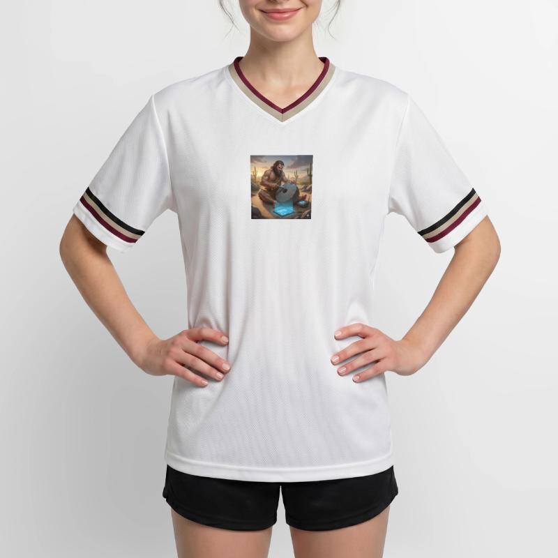 Caveman Tech Support - The First Tutorial Unisex Football Style Mesh T-Shirt