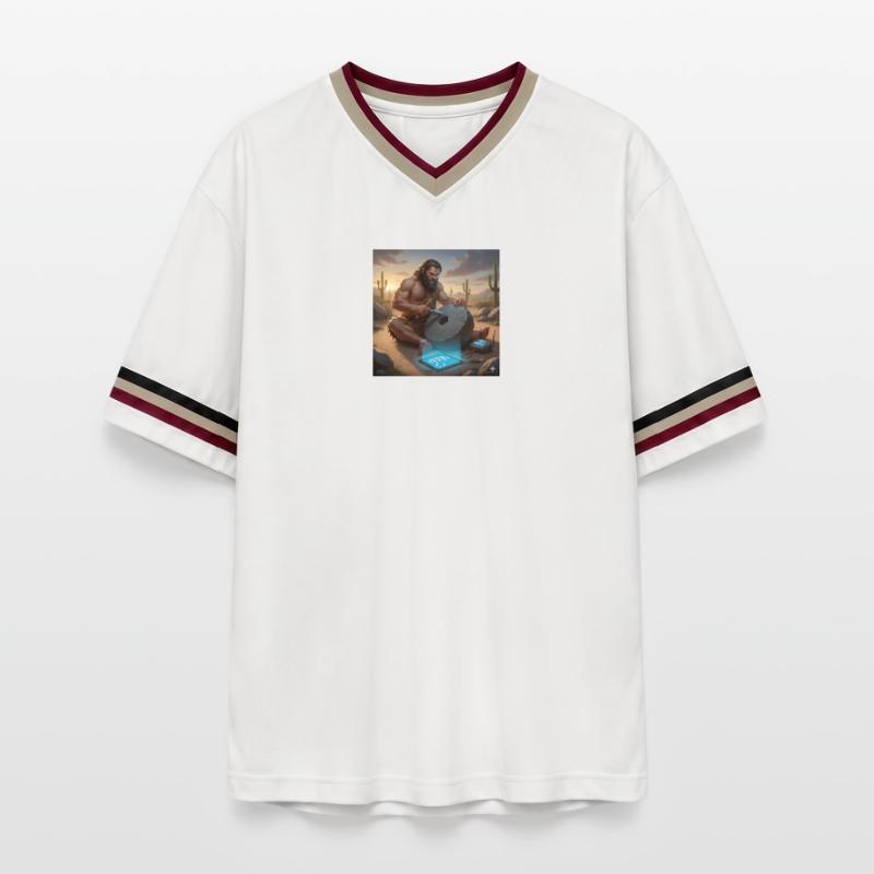 Caveman Tech Support - The First Tutorial Unisex Football Style Mesh T-Shirt