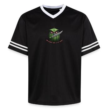 Watermelon Ninja Blade - Unisex Football Style Mesh T-Shirt - offwhite/burgundy - Front - AI Model Male 178 light (178cm) & AI Model Male 178 dark (178cm)