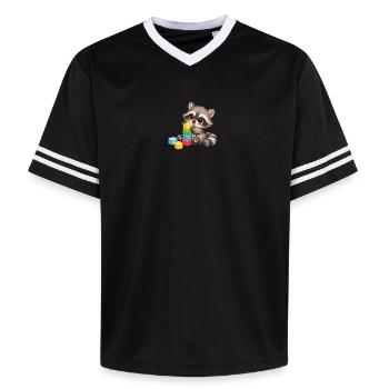 Bébé Oskar avec des blocs de construction - T-shirt de foot unisexe en mesh - blanc cassé/bordeaux - Devant - AI Model Male 178 light (178cm) & AI Model Male 178 dark (178cm)