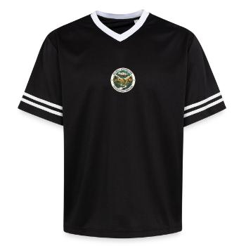 Globale Abenteuer Neue Frontiers - Unisex Football Style Mesh T-Shirt - Offwhite/Bordeaux - Vorne - AI Model Male 178 light (178cm) & AI Model Male 178 dark (178cm)