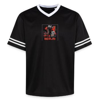 Berlin Skyline Bear - Unisex Football Style Mesh T-Shirt - offwhite/burgundy - Front - AI Model Male 178 light (178cm) & AI Model Male 178 dark (178cm)