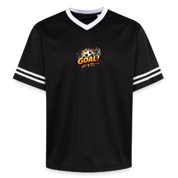 Tor Bang: Ball und Tor - Unisex Football Style Mesh T-Shirt - Offwhite/Bordeaux - Vorne - AI Model Male 178 light (178cm) & AI Model Male 178 dark (178cm)