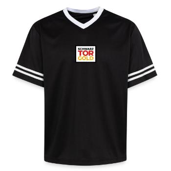 Deutsche Sport Mannschaften - SchwarzTorGold Box - Unisex Football Style Mesh T-Shirt - Offwhite/Bordeaux - Vorne - AI Model Male 178 light (178cm) & AI Model Male 178 dark (178cm)