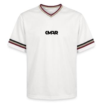 Omar Name Arabic First Name Gift - Unisex Football Style Mesh T-Shirt - offwhite/burgundy - Front - AI Model Male 178 light (178cm) & AI Model Male 178 dark (178cm)