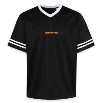 Lebendige Skyline-Streifen - Unisex Football Style Mesh T-Shirt - Offwhite/Bordeaux - Vorne - AI Model Male 178 light (178cm) & AI Model Male 178 dark (178cm)
