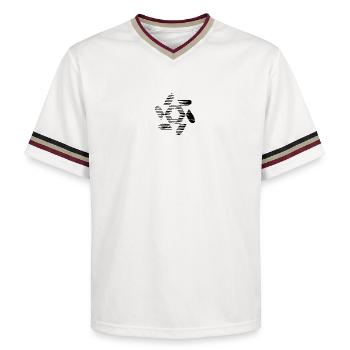 DESIGN. ART. GEEK. VINTAGE. GRAPHIQUE. MANGA. ASIE - T-shirt de foot unisexe en mesh - blanc cassé/bordeaux - Devant - AI Model Male 178 light (178cm) & AI Model Male 178 dark (178cm)