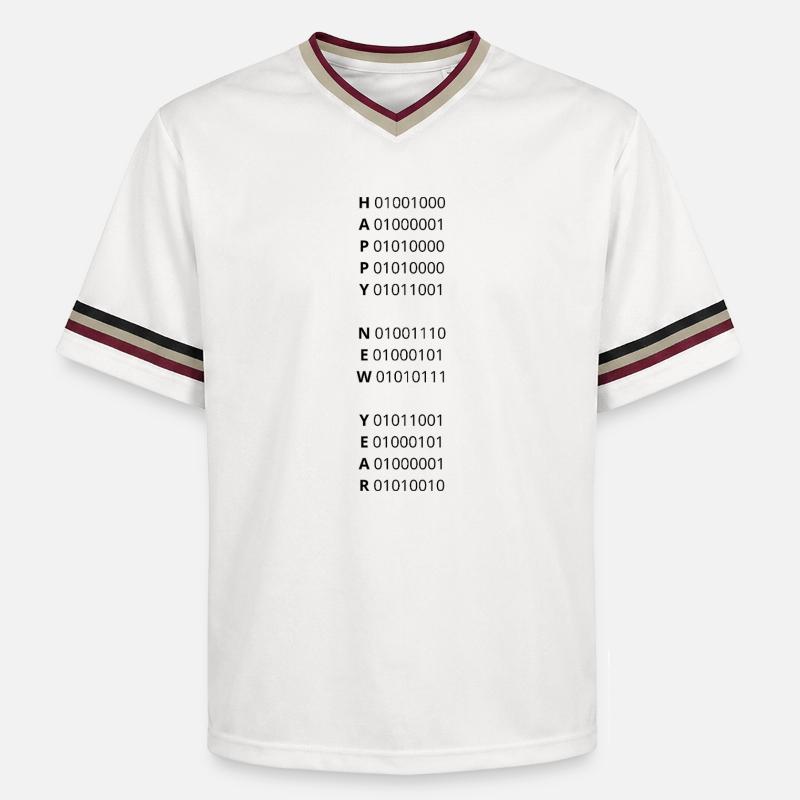 HAPPY NEW YEAR – binary code - Unisex Football Style Mesh T-Shirt - offwhite/burgundy