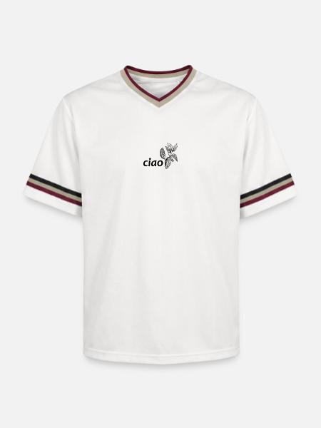 ciao kakao - Unisex Football Style Mesh T-Shirt - Offwhite/Bordeaux