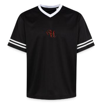 Gott Herz Goldschrift Ornament - Unisex Football Style Mesh T-Shirt - Offwhite/Bordeaux - Vorne - AI Model Male 178 light (178cm) & AI Model Male 178 dark (178cm)