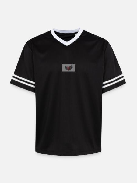 Flügelherz mit Flammen und Schädeln - Unisex Football Style Mesh T-Shirt - Offwhite/Bordeaux