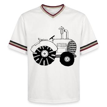 Chic tractor - tractors - tractor - Bulldog - Unisex Football Style Mesh T-Shirt - offwhite/burgundy - Front - AI Model Male 178 light (178cm) & AI Model Male 178 dark (178cm)