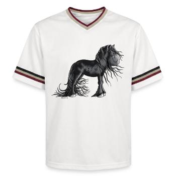 Sweet Friesian Horse - T-shirt de foot unisexe en mesh - blanc cassé/bordeaux - Devant - AI Model Male 178 light (178cm) & AI Model Male 178 dark (178cm)