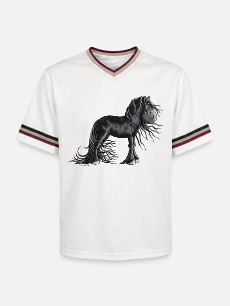 Sweet Friesian Horse - Unisex Football Style Mesh T-Shirt - offwhite/burgundy