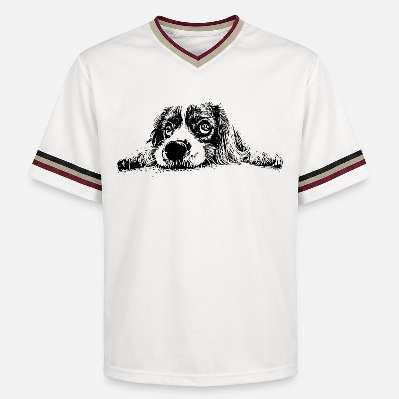 Cocker Spaniel - T-shirt de foot unisexe en mesh - blanc cassé/bordeaux