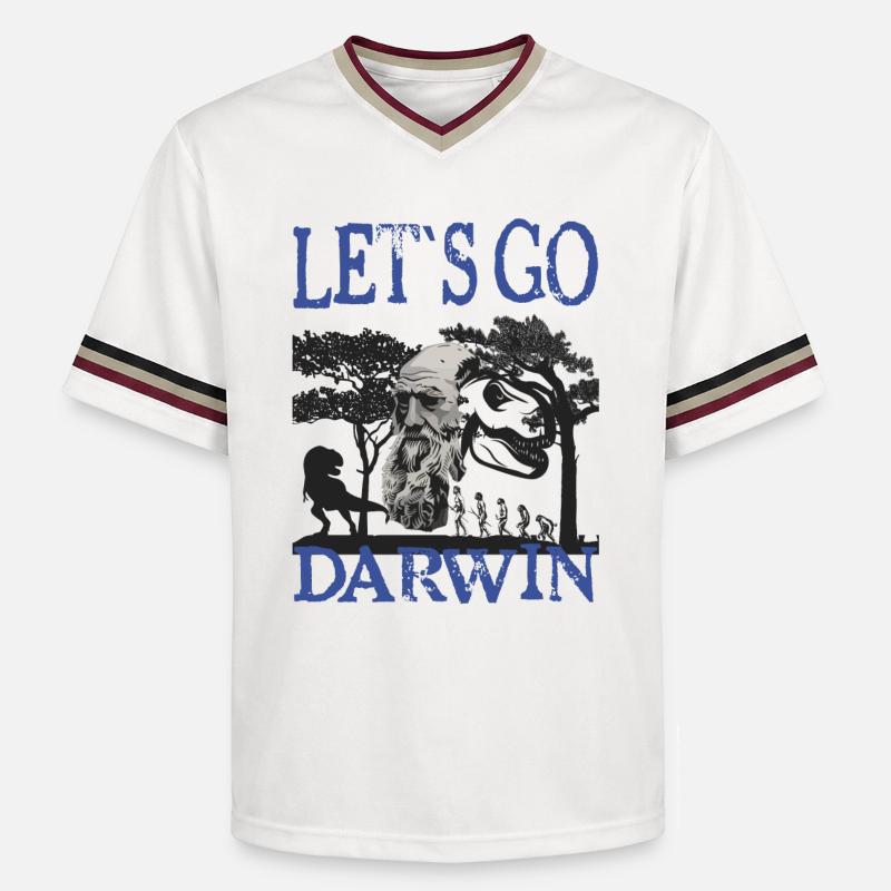 Charles Darwin Evolution textile gift idea - Unisex Football Style Mesh T-Shirt - offwhite/burgundy